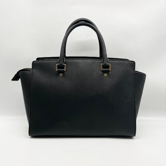 Michael Kors Black Saffiano Leather Selma Convertible Satchel Bag - Picture 2 of 11